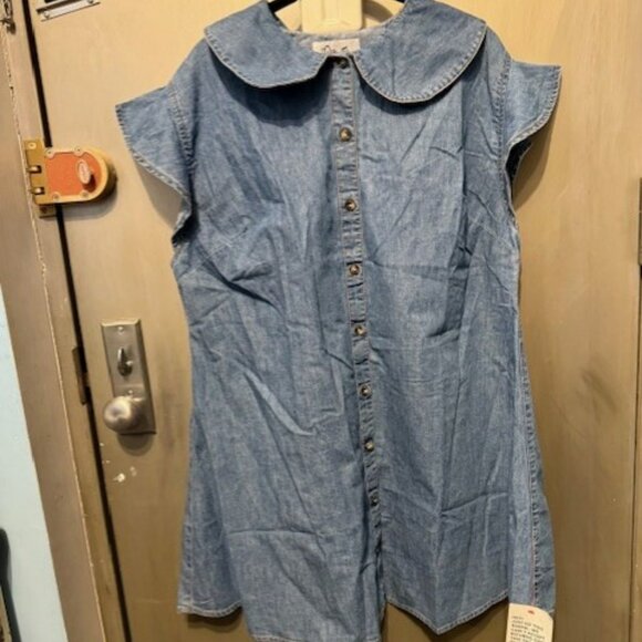 Miss Selfridge denim babydoll shirt mini dress in blue chambray - Picture 6 of 16